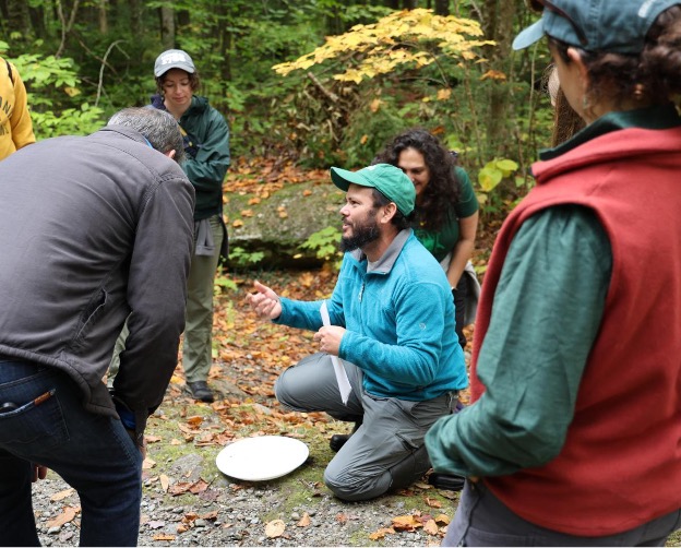 Gutiérrez-Fonseca and his team studying disturbances in streams. Photo by Hannah Fischer